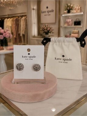 Kate Spade New York Crystal Ball Pave Stud Earrings with Dust Bag